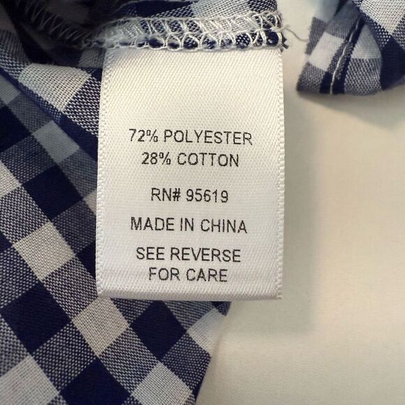 Fever Navy & White Gingham Tiered Full Sleeve True Wrap Top Sz XL Cha Cha, Chic - Picture 6 of 11